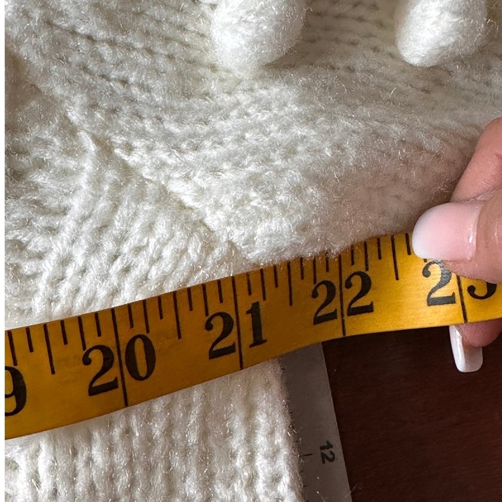 Farm Rio NWT SZMED Chunky Cable Knit PomPom Sweater Dress Cream Convertible Neck - Picture 13 of 16